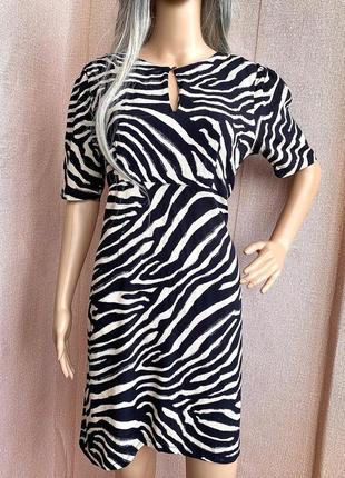 Платье в анималистичный принт зебра натуральная ткань h&amp;m10 фото