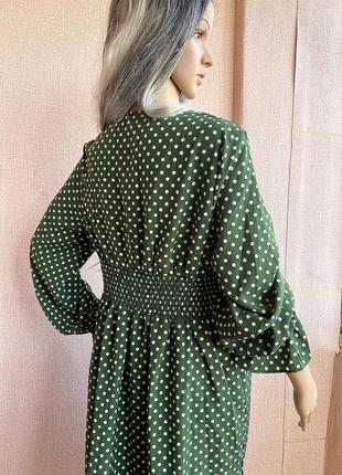 Платье зелено в горох тренд сезона shein объемное л/429 фото