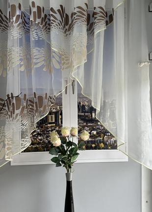 Занавіска на кухню два кути смужки