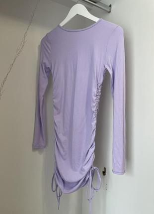 Фіолетова сукня по фігурі із завʼязками1 фото