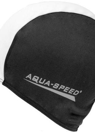 Шапка для плавання aqua speed polyester cap 5765 (091-57) чорний, білий уні(5908217657657)