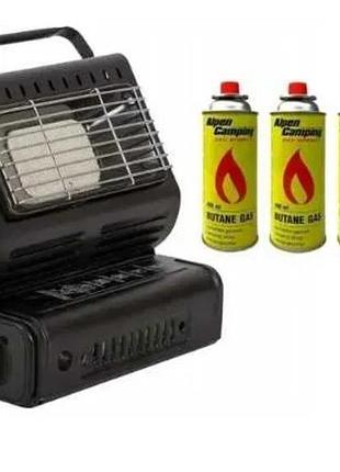 Портативный газовый обогреватель+плита + 4 газовых баллона 220г