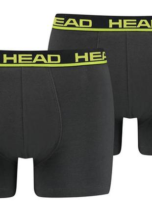 Трусы-боксеры head basic boxer 2p графитовый, желтый xl (701202741-009 xl)