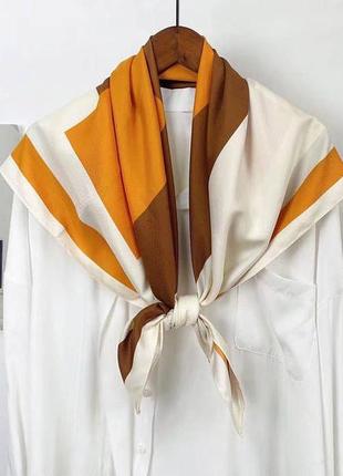 Черно-белый шелковый платок платок платок на шею на сумку косынка шарф шелк армани 70×70
