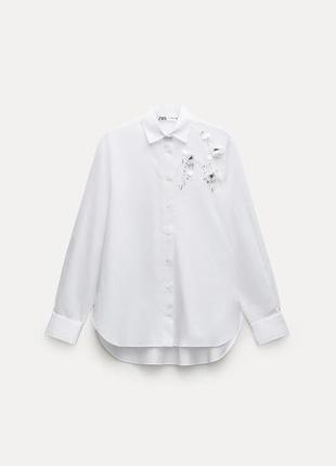 Рубашка женская белая с цветами zara new
