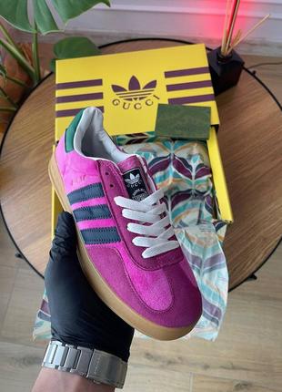 Кросівки gucci x adidas gazelle pink 3