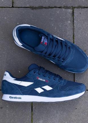 Р.41-45 кроссовки reebok classic leather blue white rb024