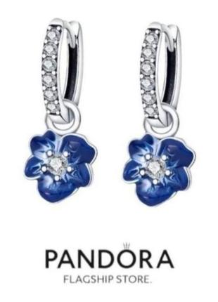 Сережки  кільця срібло silver_pandora original фіалка