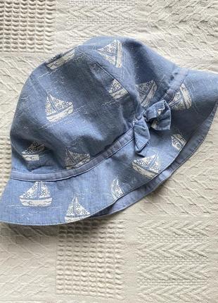 Панама панамка шляпка кепка голубая детская хлопок на 6-9 месяцев