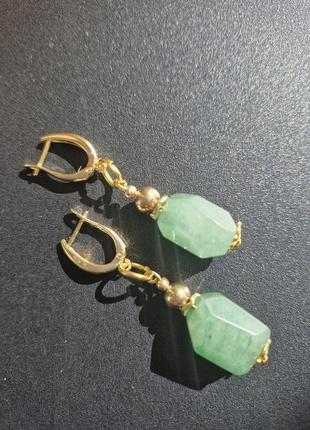 Серьги green aventurine