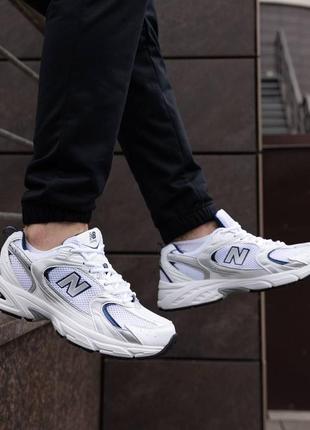 New balance 530 white blue  чоловічі та жіночі кросівки