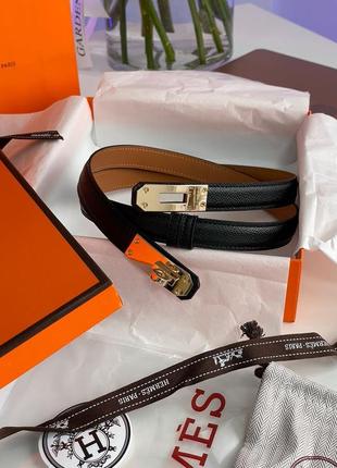 Ремінь premium 1:1 hermes kelly 18 belt black leather