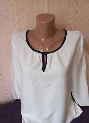 Шикарна легенька стильна білосніжна блуза сорочка з окантовкою5 фото