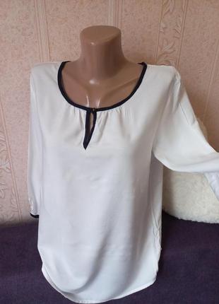 Шикарна легенька стильна білосніжна блуза сорочка з окантовкою7 фото