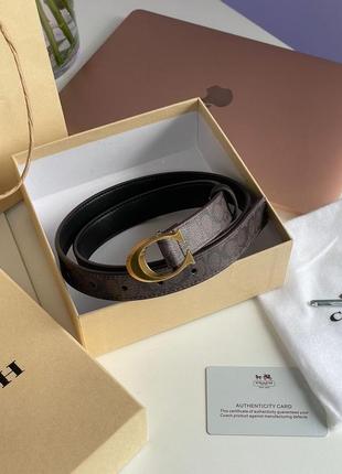 Ремінь premium 1:1 coach sculpted c buckle belt brown