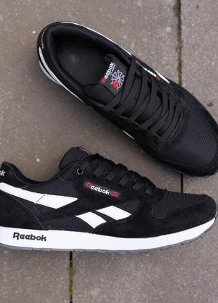 Р.41-45 кросівки reebok classic leather black white rb026