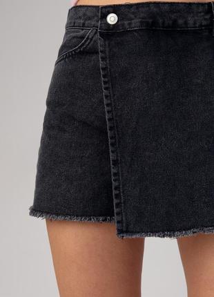 Джинсовая юбка-шорты на запах3 фото