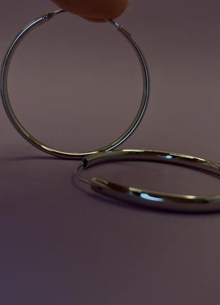 Серебряные серьги конго, серебряные серьги кольца диаметр 4 см