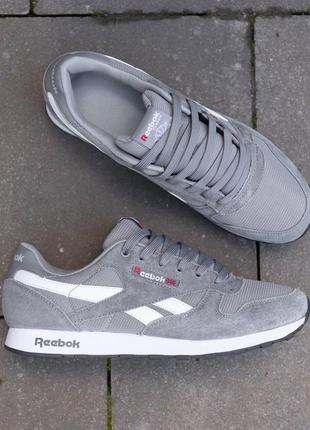 Р.41-45 кроссовки reebok classic leather grey white rb027