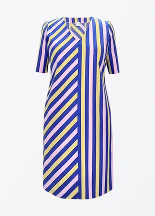 Коттоновое платье в разноцветную широкую полоску