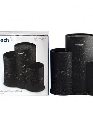 Підставка для ножів ofenbach потрійна кругла 23*12,3*22,2 см. (чорний мармур)