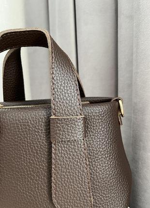 Трендовая коричневая женская сумка тоут мини2 фото