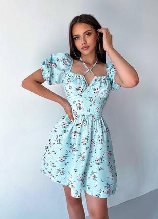 Нежное платье со шнуровкой на спинке и цветочным принтом🌸1 фото