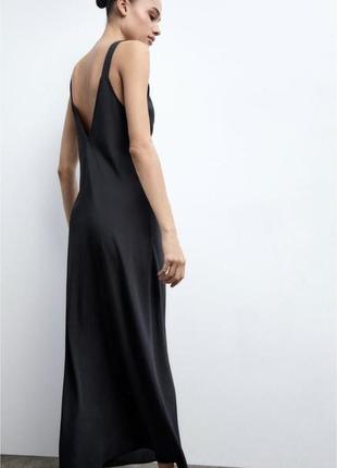 Черное платье в бельевом стиле с кружевными вставками zara4 фото