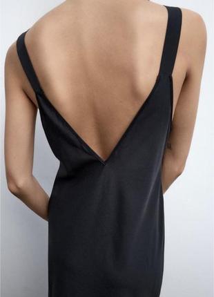 Черное платье в бельевом стиле с кружевными вставками zara5 фото