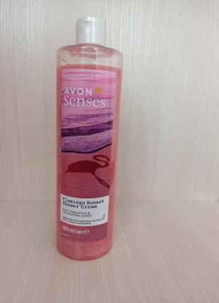 Крем-гель для душу avon senses фламінговий захід 500 мл з ароматом рожевого ананаса і франжипані