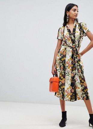 Міді сукня сорочка mango в квітковий принт.
