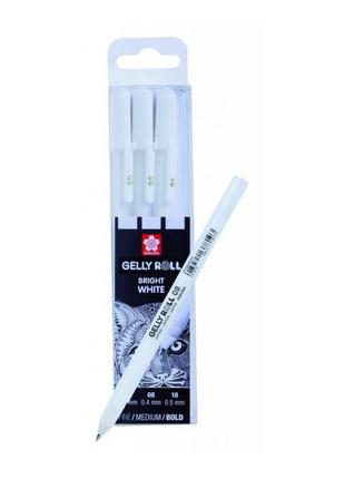 Набір гелевих ручок sakura 3 шт біла 05-08-10 (0.3-0.4-0.5 мм)