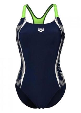 Жіночий купальник arena swim pro back graphic синій 44 (005532-710 44)