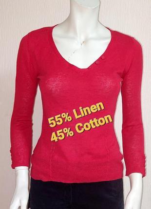 Стильный пуловер красного цвета смесь льна и хлопка laura ashley, молниеносная отправка