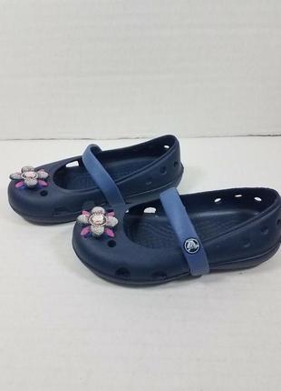 Балетки крокс дитячі темно-сині crocs keeley springtime flat navy