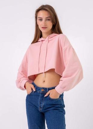 Укороченное худи короткий свитшот кофта с капюшоном