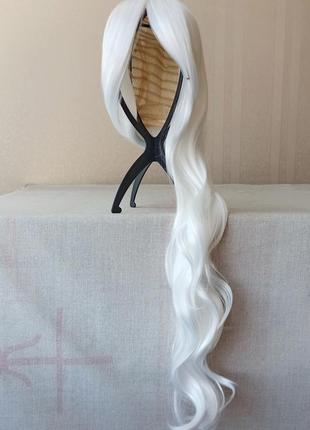 Нова довга перука, біла, з чубчиком, термостійка, кольорова, парик