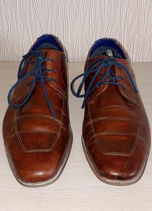 Шикарные кожанные туфли коричневого цвета bugatti, 💯 оригинал, молниеносная отправка4 фото
