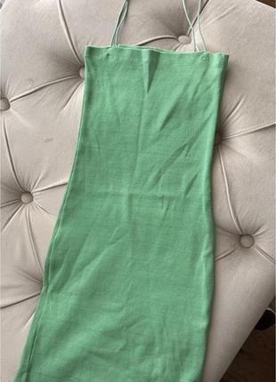 Платье zara приталено в рубчик на брителях летняя мини2 фото