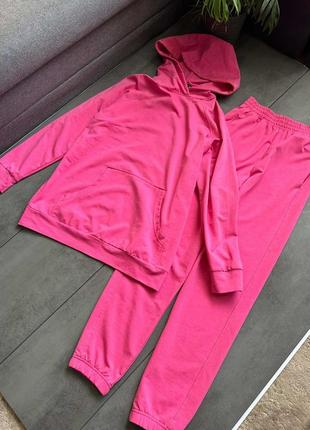 Розовый костюм спортивный худи штаны