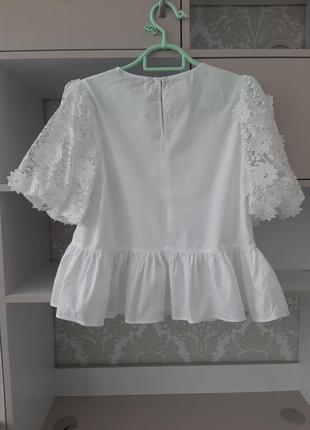 Котоновая романтичная женская блуза zara2 фото