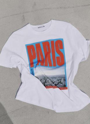 Очень красивая футболка paris zara новая коллекция,футболка zara,хит сезона5 фото
