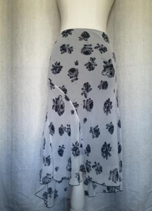 Женская длинная юбка. юбка  белая в розах бренда e.vie. большой размер. батал.2 фото