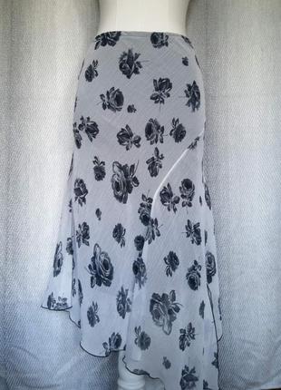 Женская длинная юбка. юбка  белая в розах бренда e.vie. большой размер. батал.6 фото