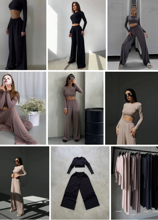 🔸костюм (кроп топ+штани)тканина: натуральна віскоза (туреччина)