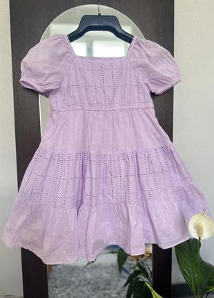 Коттоновое лиловое платье, платье, сарафан из прошвы matalan