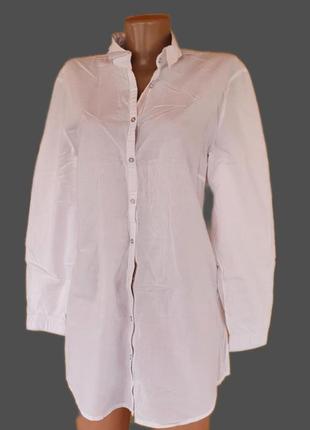 Белая натуральная хлопковая удлиненная рубашка betty barclay m-l