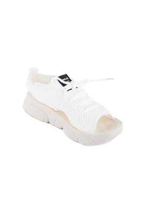 Женские белые босоножки сандали спортивные на низком ходу сандалии текстиль4 фото