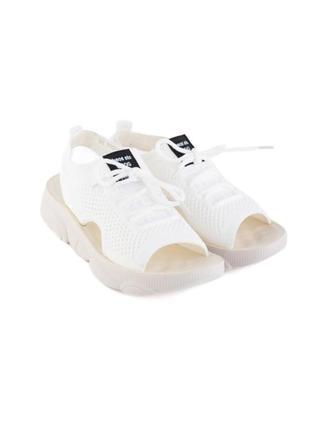Женские белые босоножки сандали спортивные на низком ходу сандалии текстиль3 фото