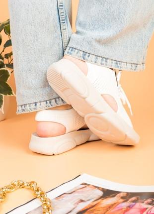 Женские белые босоножки сандали спортивные на низком ходу сандалии текстиль